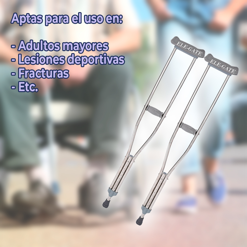 Muletas Antideslizantes Ajustables, Andador Ligero de Aleación de Aluminio (Tamaño: 118-120 cm x 20 cm) - Image 5