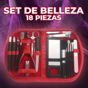 Estuche de Belleza para Viaje - Set de 18 Piezas para un Cuidado Completo