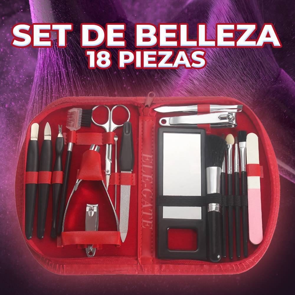 Estuche de Belleza para Viaje - Set de 18 Piezas para un Cuidado Completo