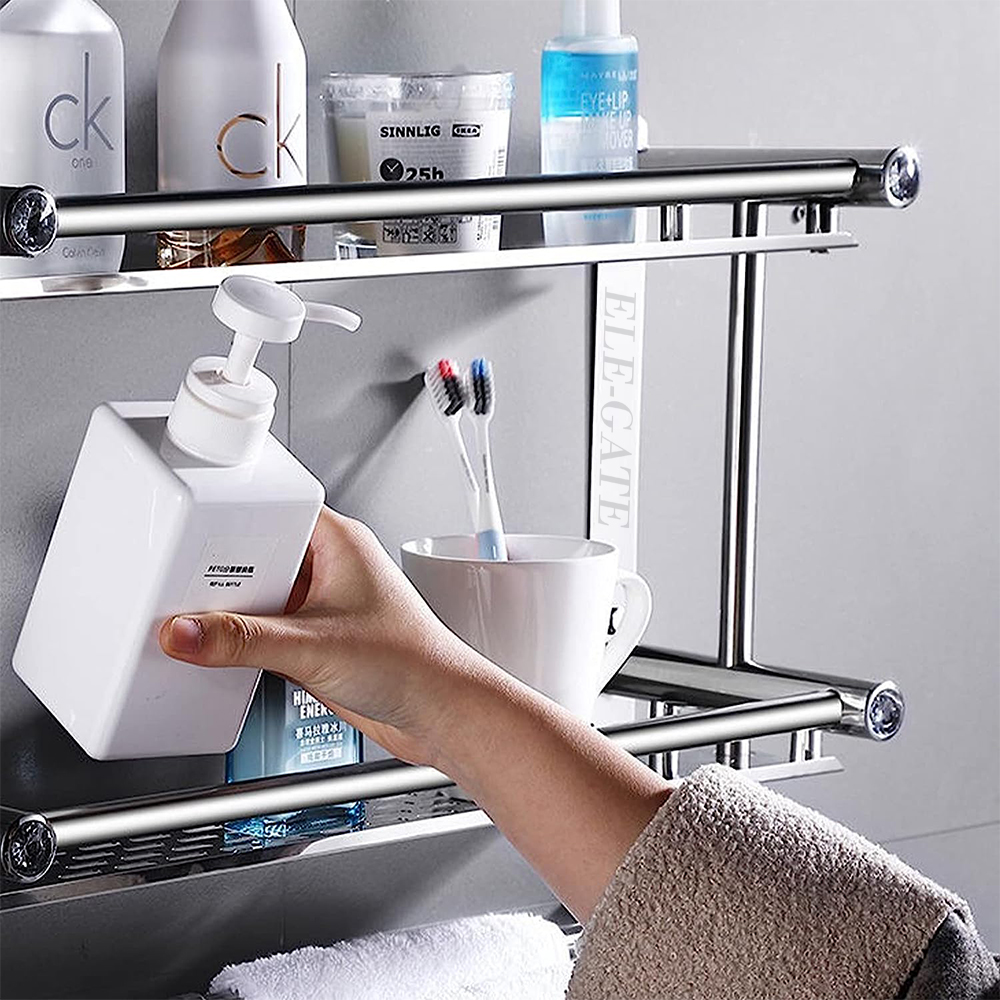 Estante de Acero Inoxidable para Baño - Organizador de Almacenamiento de Pared - Image 3