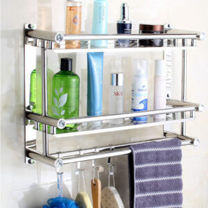 Estante de Acero Inoxidable para Baño - Organizador de Almacenamiento de Pared