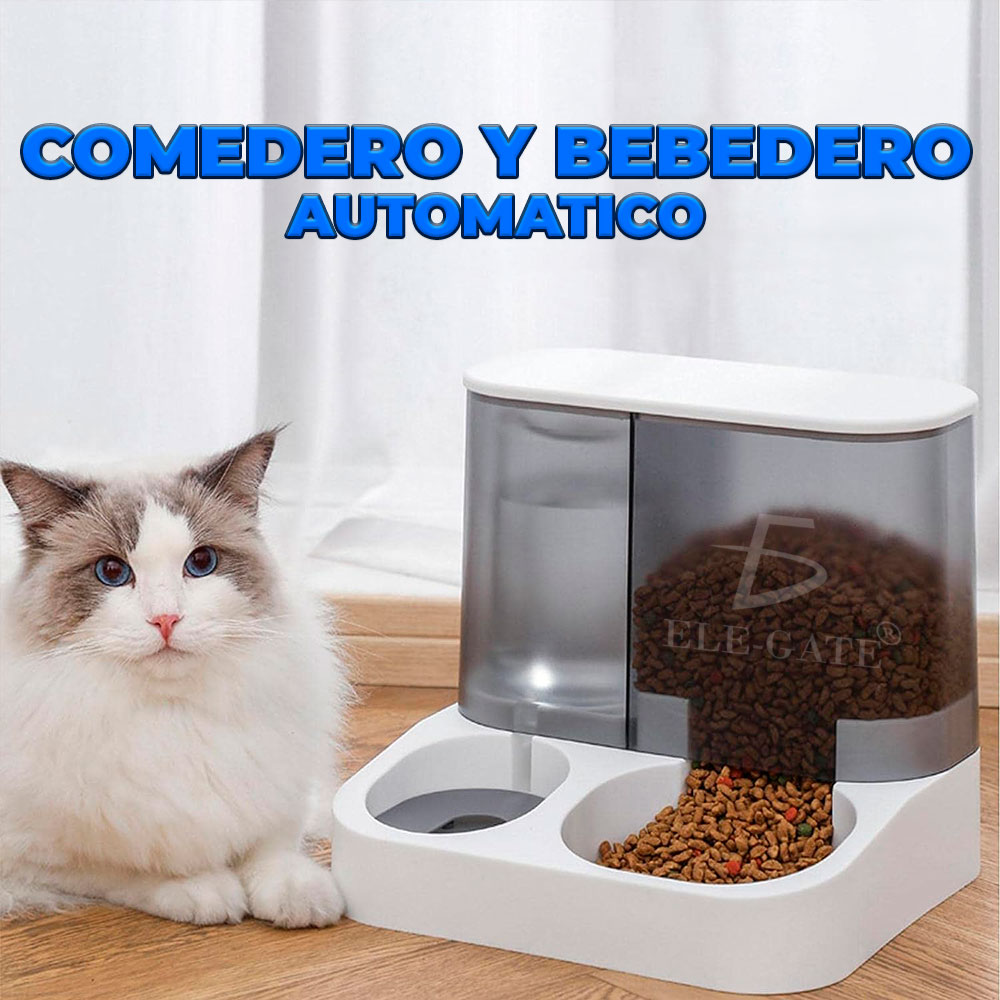 Dispensador Automático de Agua y Croquetas para Mascotas - 1L de Agua y 2.8L de Croquetas