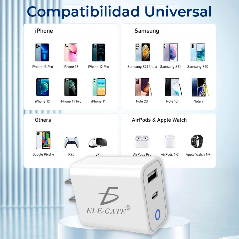 CARGADOR USB-C 2 en 1 PD 20W y Puerto USB DE CARGA RAPIDA - Image 5