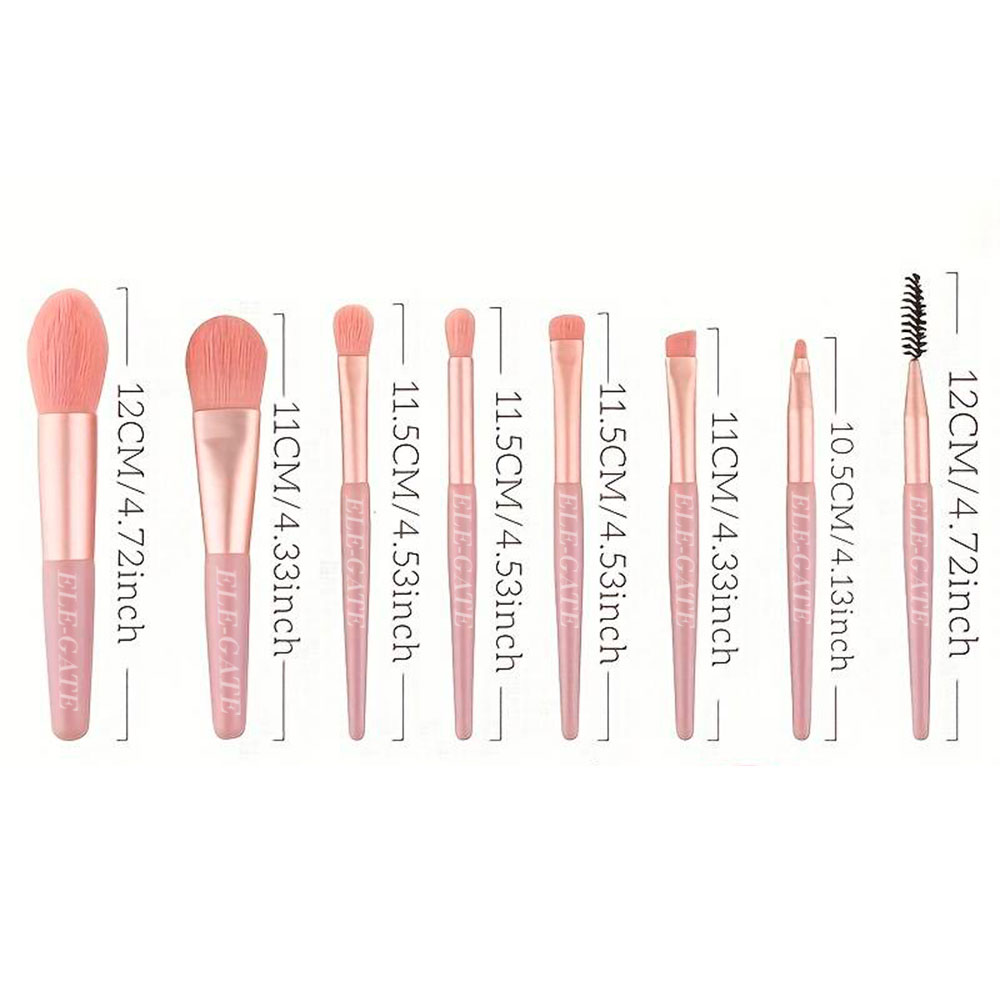 Juego de 8 Brochas de Maquillaje Profesionales para Cosméticos con Bolsa de Maquillaje (Rosa Coral) - Image 4