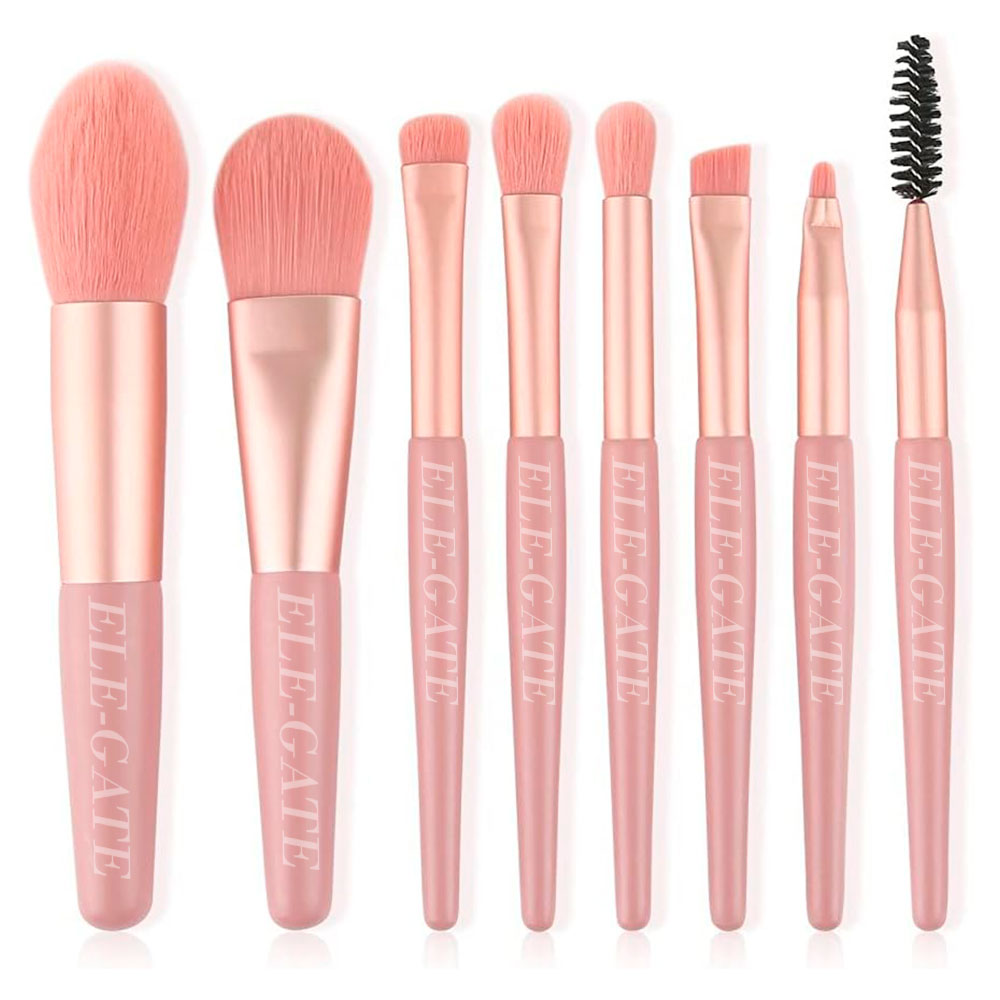 Juego de 8 Brochas de Maquillaje Profesionales para Cosméticos con Bolsa de Maquillaje (Rosa Coral) - Image 3