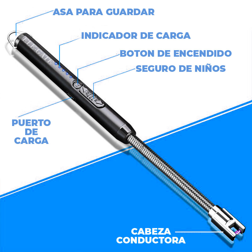 Encendedor Eléctrico, USB Recargable con Pantalla de Batería LED, Cuello Flexible de 360 ° Con Boton de Seguridad - Image 4