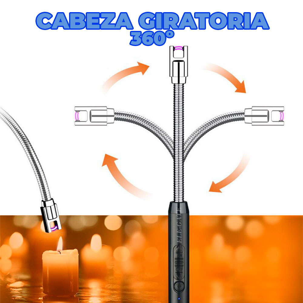 Encendedor Eléctrico, USB Recargable con Pantalla de Batería LED, Cuello Flexible de 360 ° Con Boton de Seguridad - Image 5
