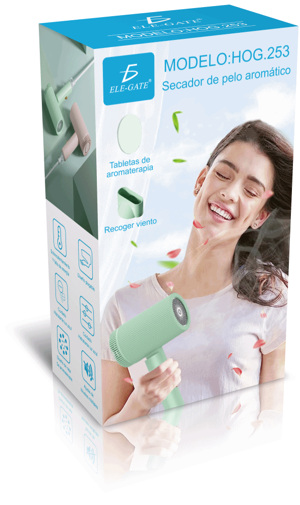 Secador de Pelo Profesional con Motor sin Escobillas de 1400W - 3 Velocidades y 4 Temperaturas, con boquilla magnética, Caja de Aromaterapia - Image 6