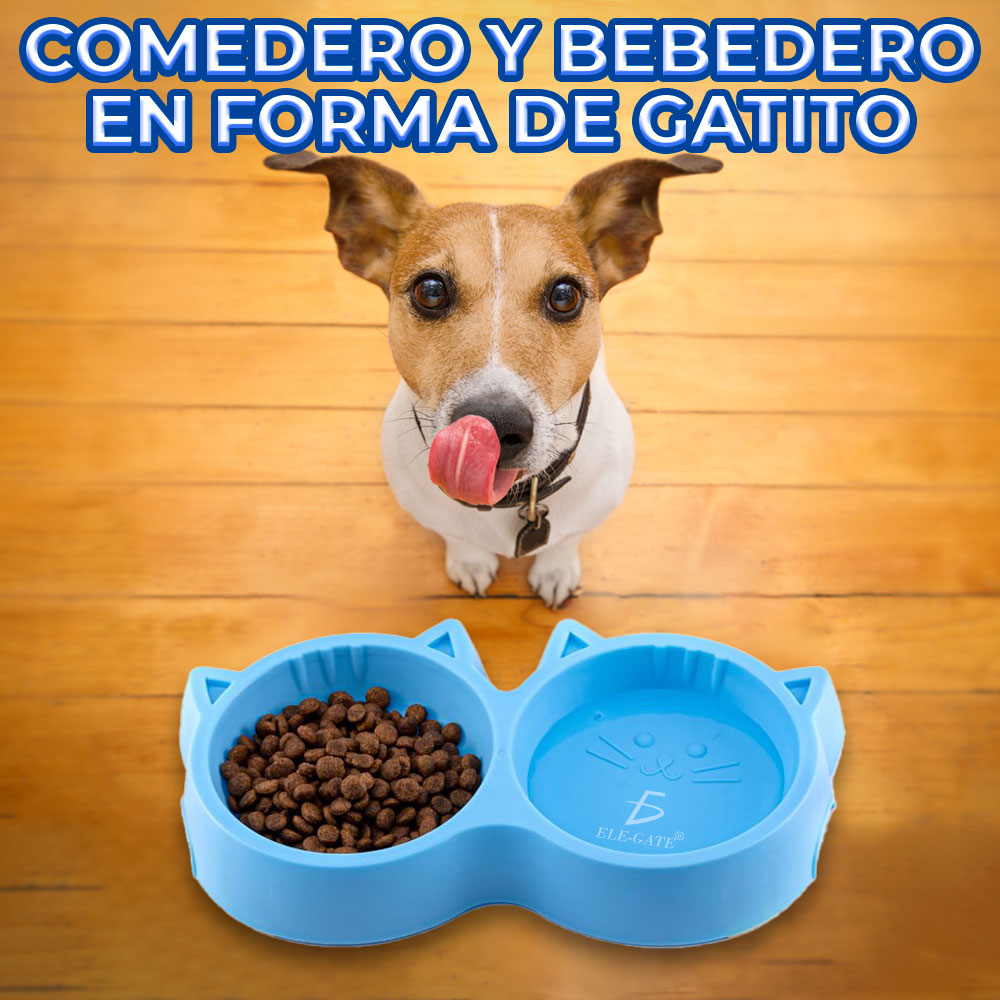 Alimentador de Plástico en Forma de Gato para Mascotas