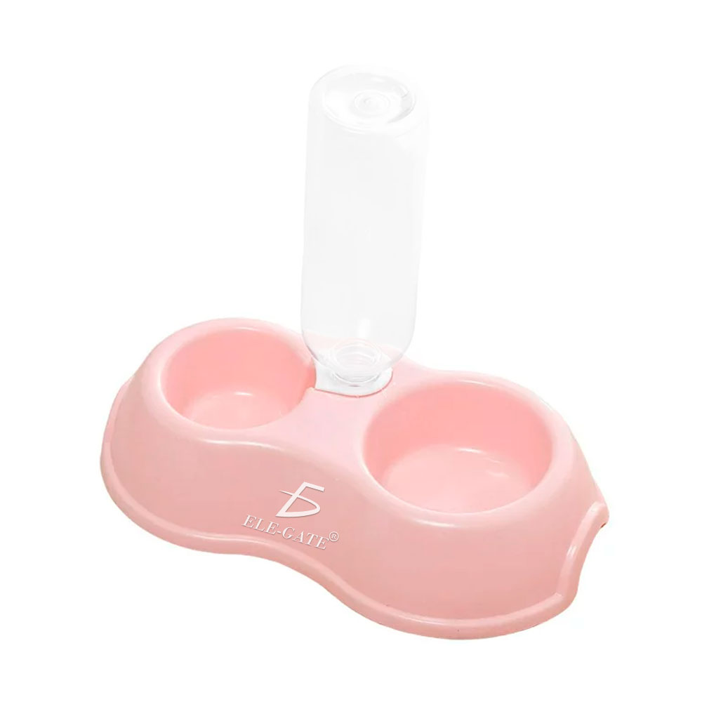 Tazón Doble Redondo de Plástico sin botella de agua para Mascotas - Image 4