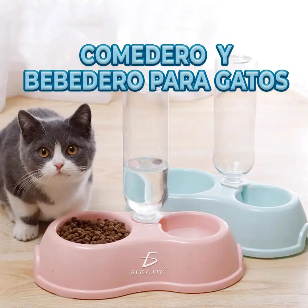 Tazón Doble Redondo de Plástico sin botella de agua para Mascotas - Imagen 3