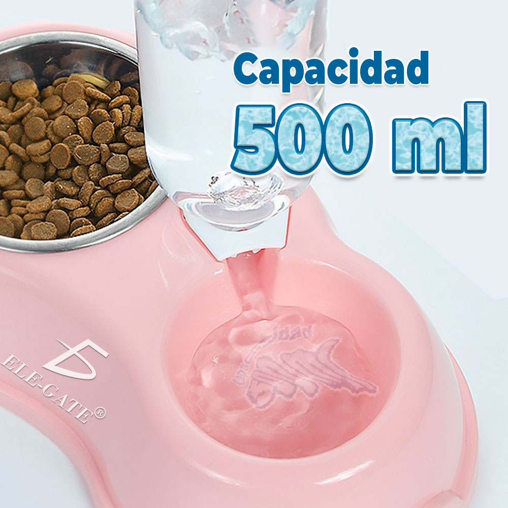 Tazón Doble Redondo de Plástico sin botella de agua para Mascotas - Image 5