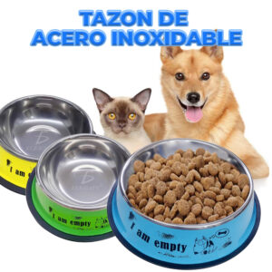 Plato Grande con Cucharilla para Mascotas - Juego de Alimentación