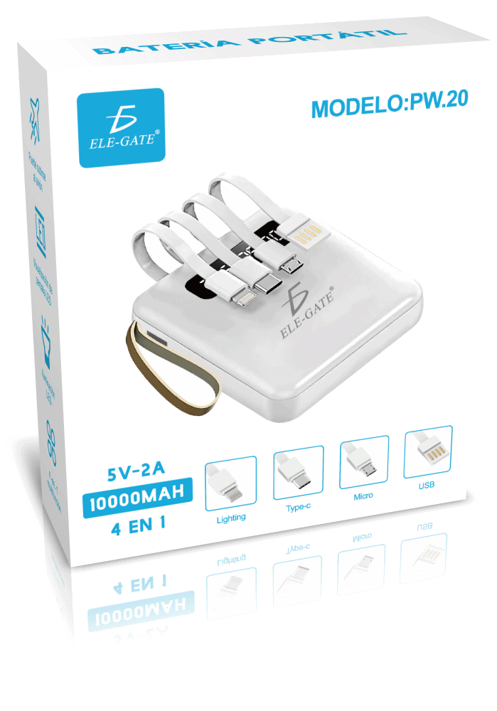 Batería Cargador Portátil con 4 Salidas y 1 Entrada - Potencia de 10000mAh con Salida de 5V/2A Inagotable en tu Bolsillo - Image 8