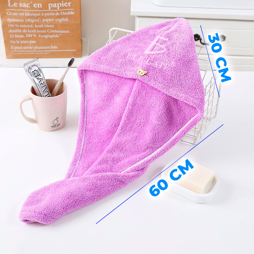 Kit de 2 Toallas Tipo Turbante de Microfibra Absorbente para Cabello - Image 5