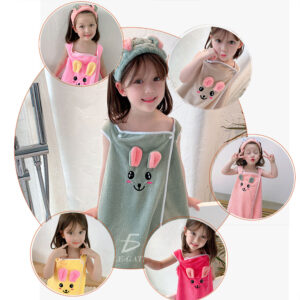 Toalla de Baño Suave con diadema para Niños y Diseño de Dibujos Animados