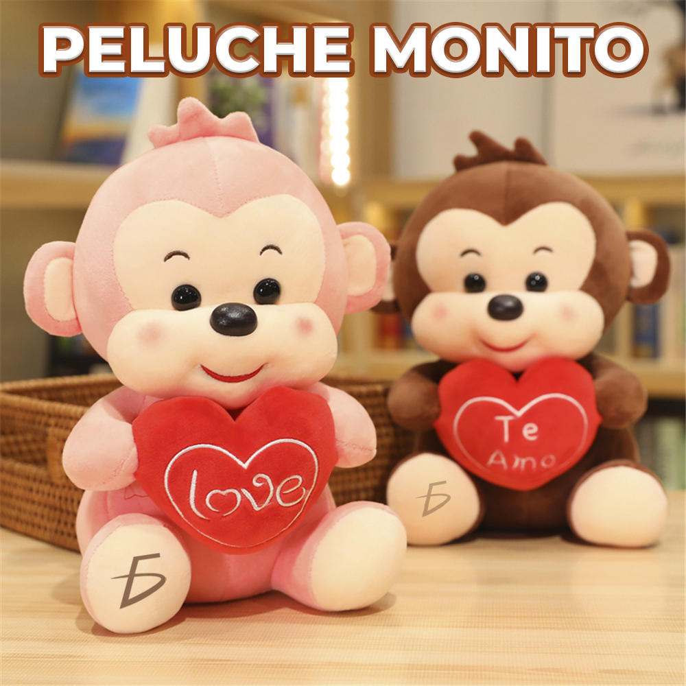 Mono de Peluche de 28cm con Corazón - Regalo Kawaii - Image 3