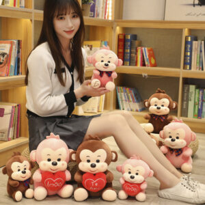 Mono de Peluche de 28cm con Corazón - Regalo Kawaii 