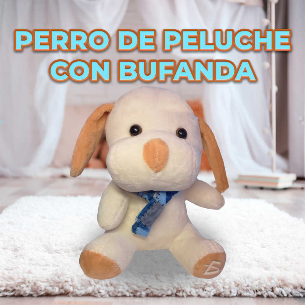 Cachorro de Peluche de 18 cm - Diseño de Perro con Bufanda