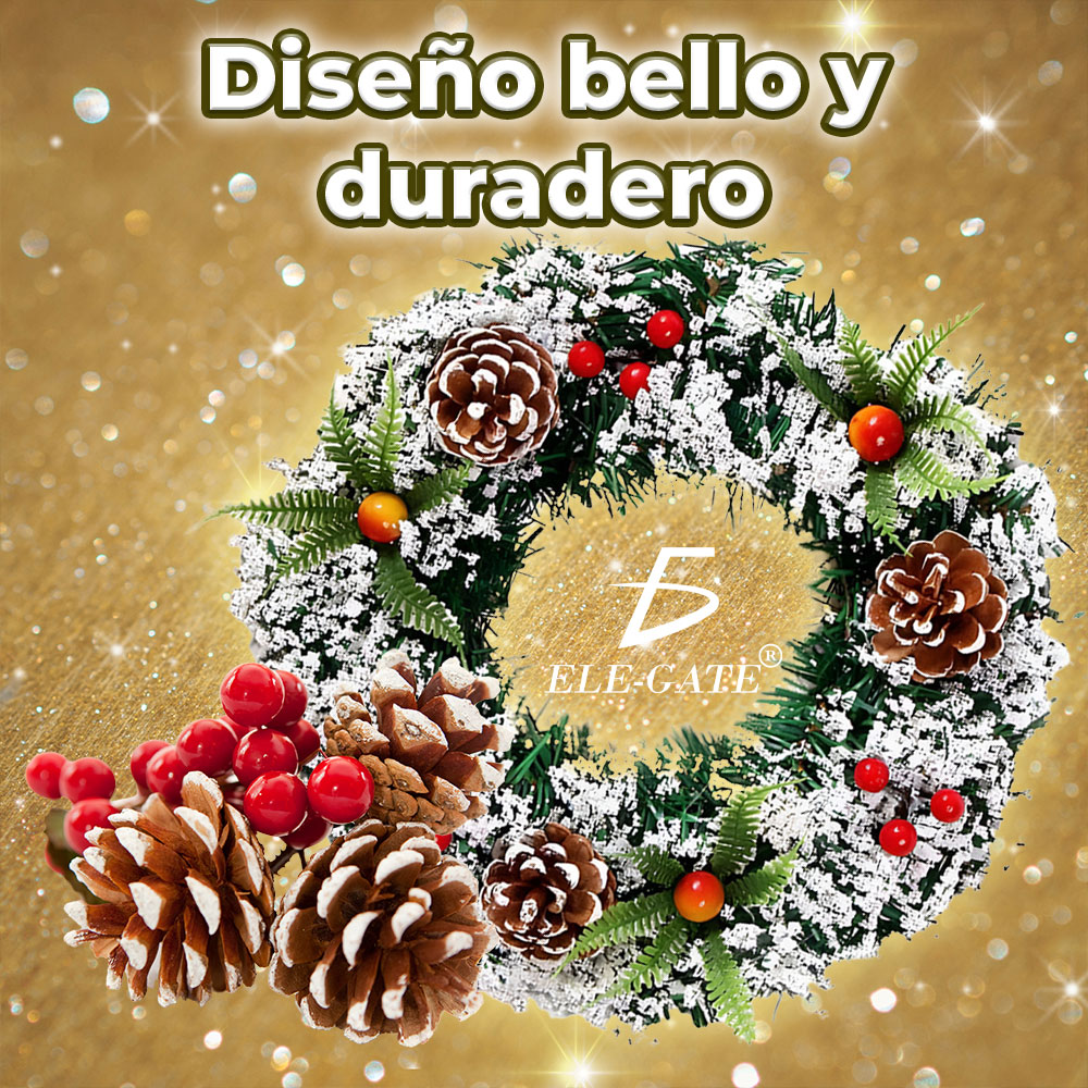 Corona de Navidad de 36 cm con Diseño Único de Bayas y Piñas