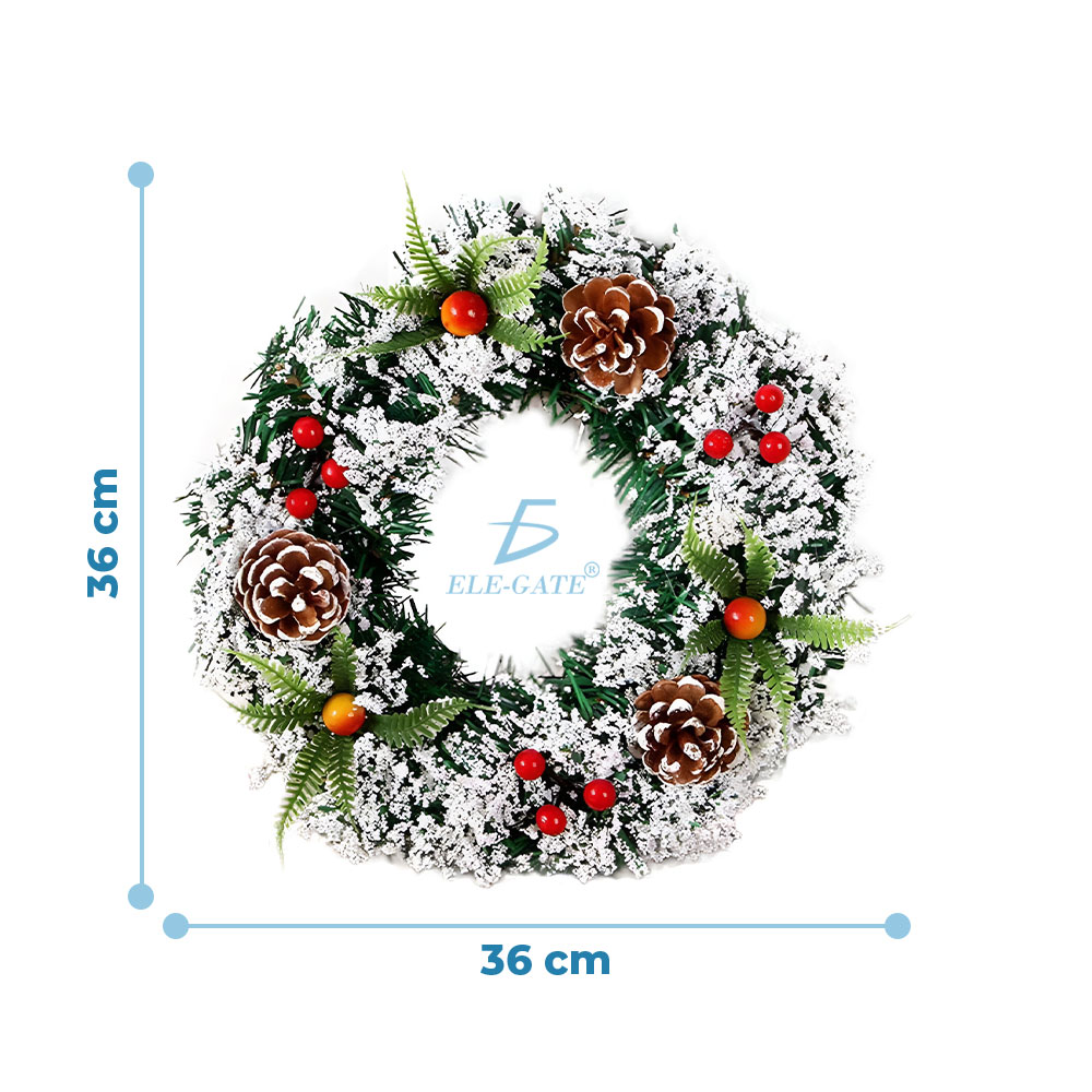 Corona de Navidad de 36 cm con Diseño Único de Bayas y Piñas - Image 5