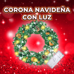 Corona Artificial de Navidad con Lazo, Bayas Rojas y Hojas de Eucalipto