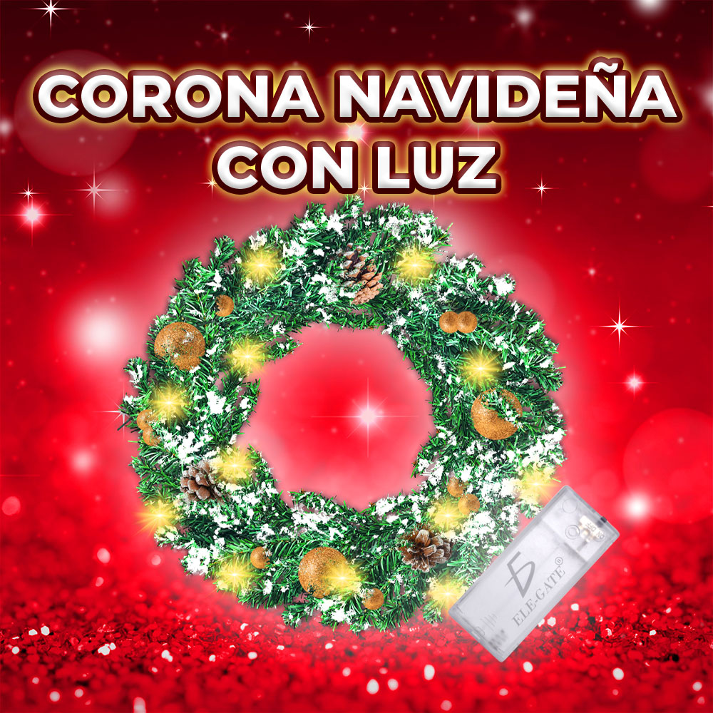 Corona Artificial de Navidad con Lazo, Bayas Rojas y Hojas de Eucalipto