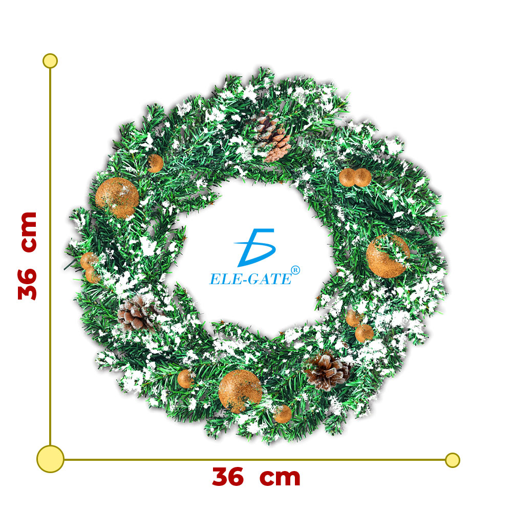 Corona Artificial de Navidad con Lazo, Bayas Rojas y Hojas de Eucalipto - Image 5