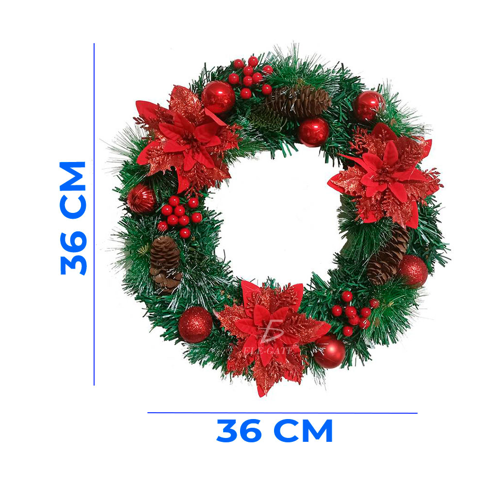Corona de Navidad Artificial - Elegante Decoración para tu Hogar - Image 3