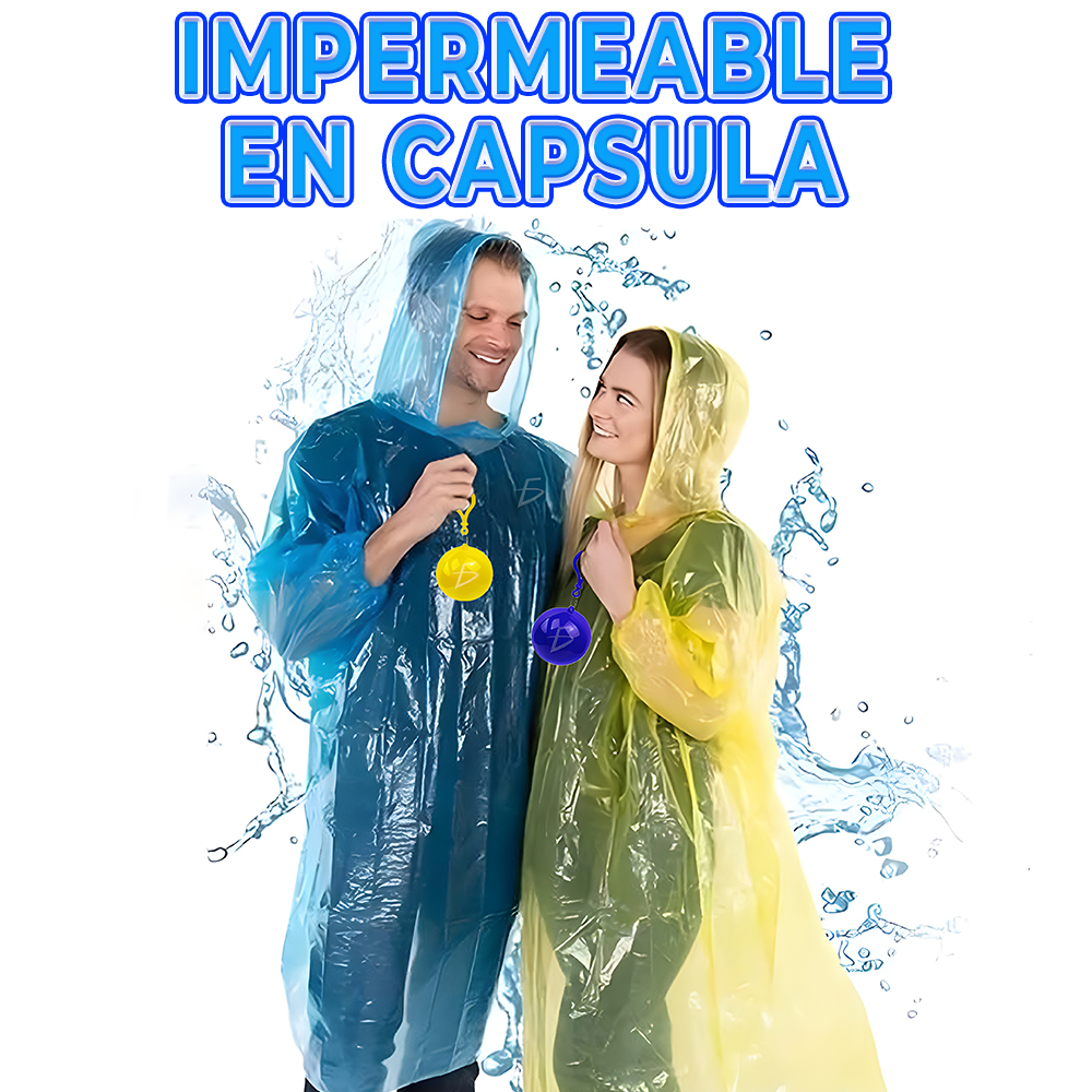 Impermeable de lluvia desechable en llavero de bola