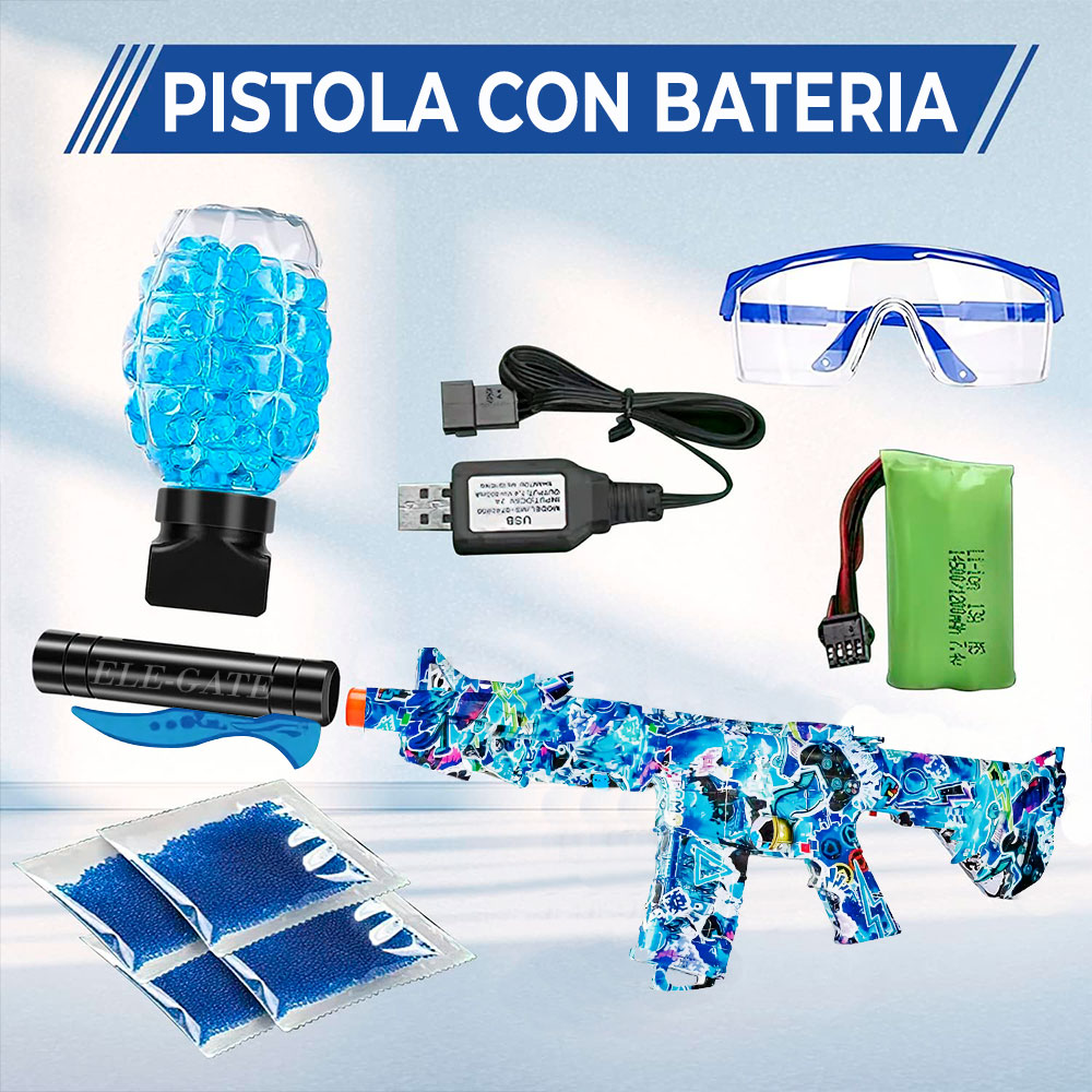 Pistola de Hidrogel Automática- Rifle de Juguete Recargable en Azul - Image 5