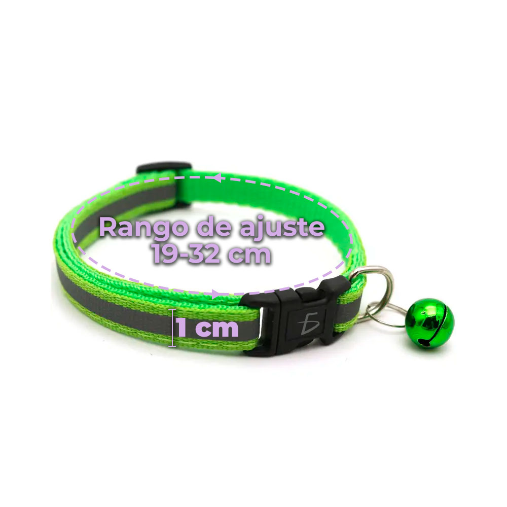 Collar Reflectante con Campana para Mascotas - Ajustable (19-32 cm) de 1 cm de Ancho - Image 3