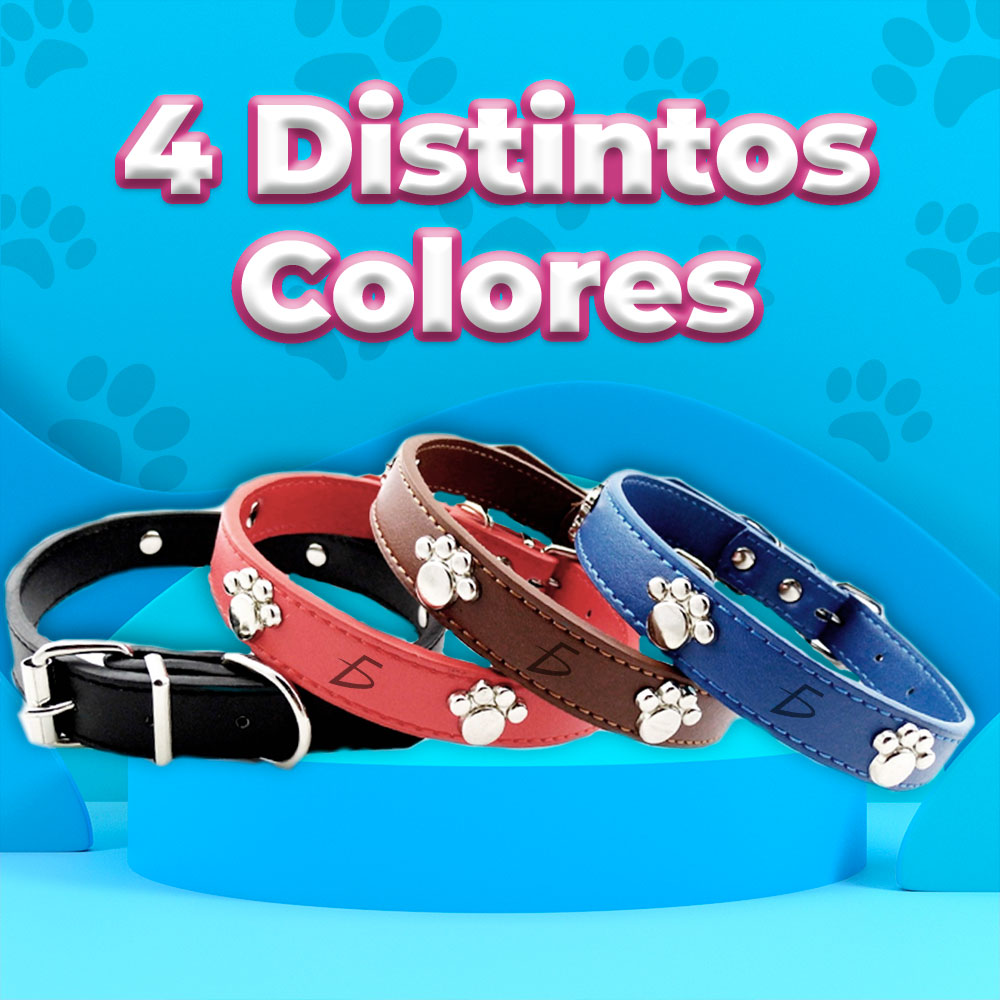 Collar de Perro de Cuero Resistente de Talla L 45 cm con Diseño de Huellas - Image 4