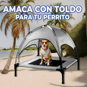 Cama para Perros al Aire Libre con Dosel - Elegancia y Comodidad para tus Mascotas - Grande