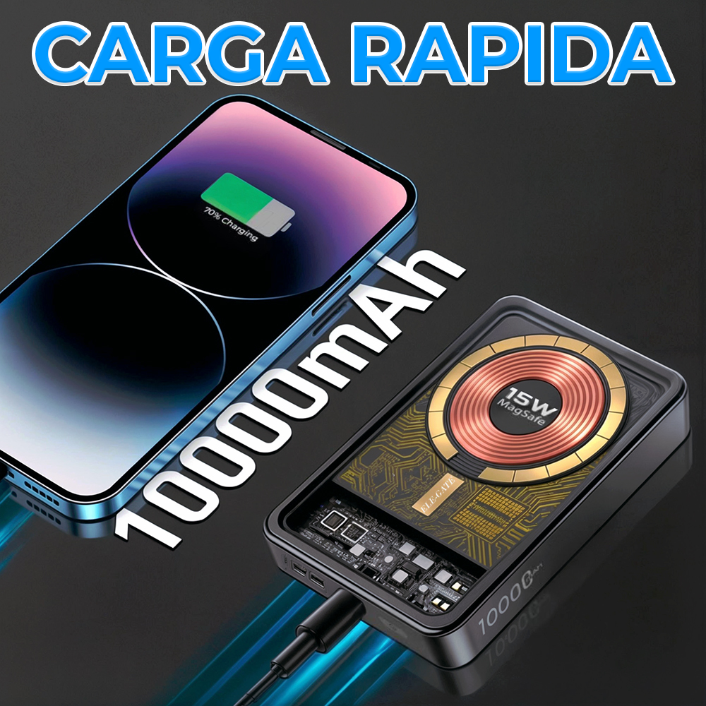 Power Bank Inalámbrico 10000mAh entradas USB Type-C y Lightning - Image 2