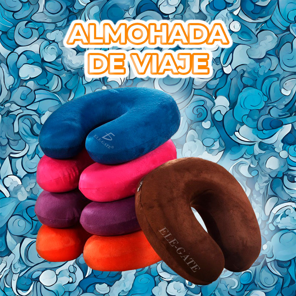 Almohada de Viaje de Espuma Viscoelástica en Forma de U - Soporte para Cuello y Reposacabezas Portátil