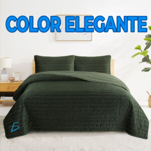 Set de Colcha y Fundas de Almohada con Patrón de Rayas: Elegancia y Comodidad en un Juego de 3 Piezas