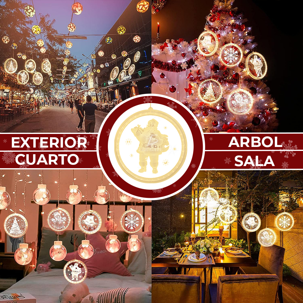 Serie de 5 Aros de Luces LED USB Trasparentes con Motivos Navideños para Exteriores e Interiores - Image 2