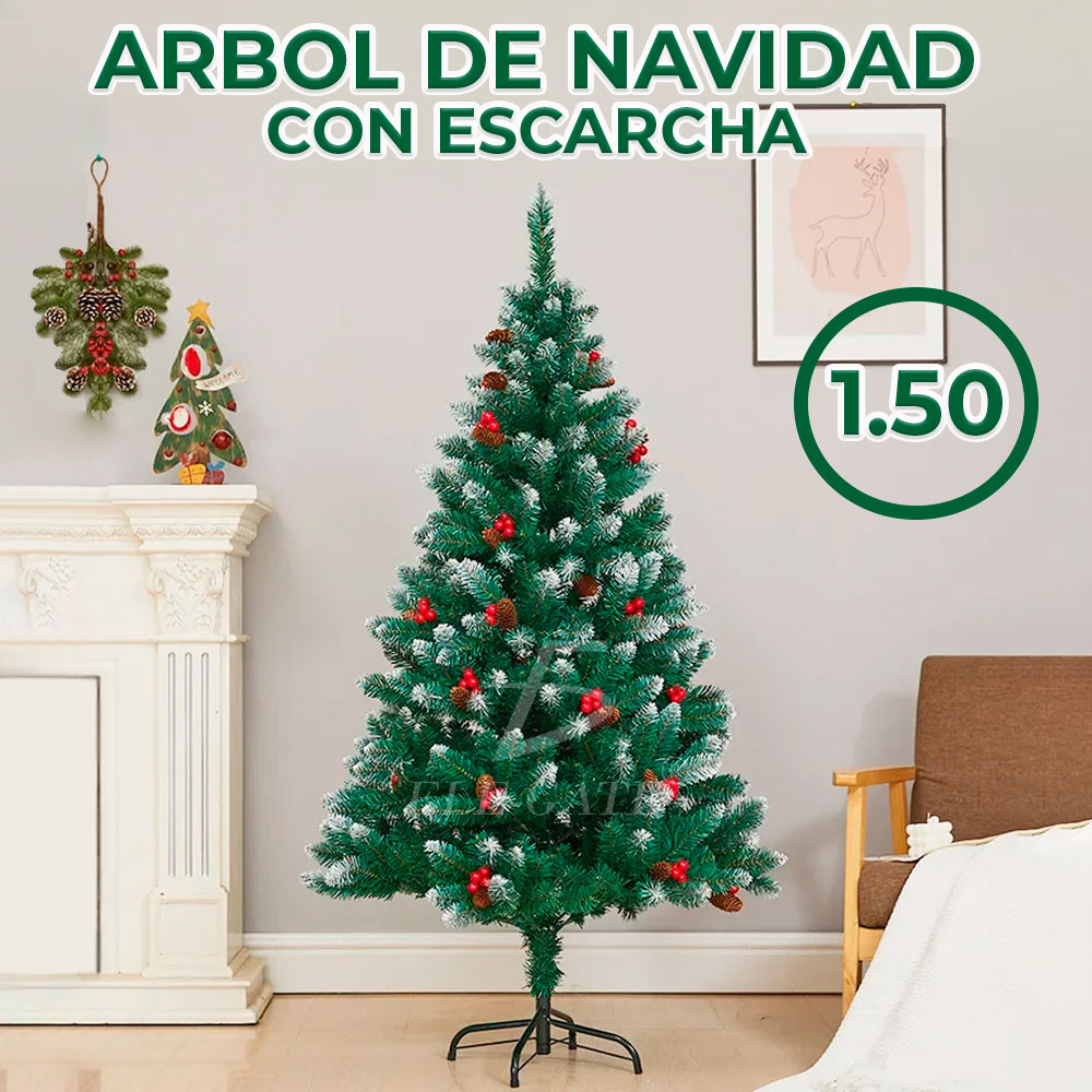 Árbol de Navidad Artificial de 150 cm con Efecto Nevado y Decoración Festiva: la Elegancia de la Navidad en tu Hogar