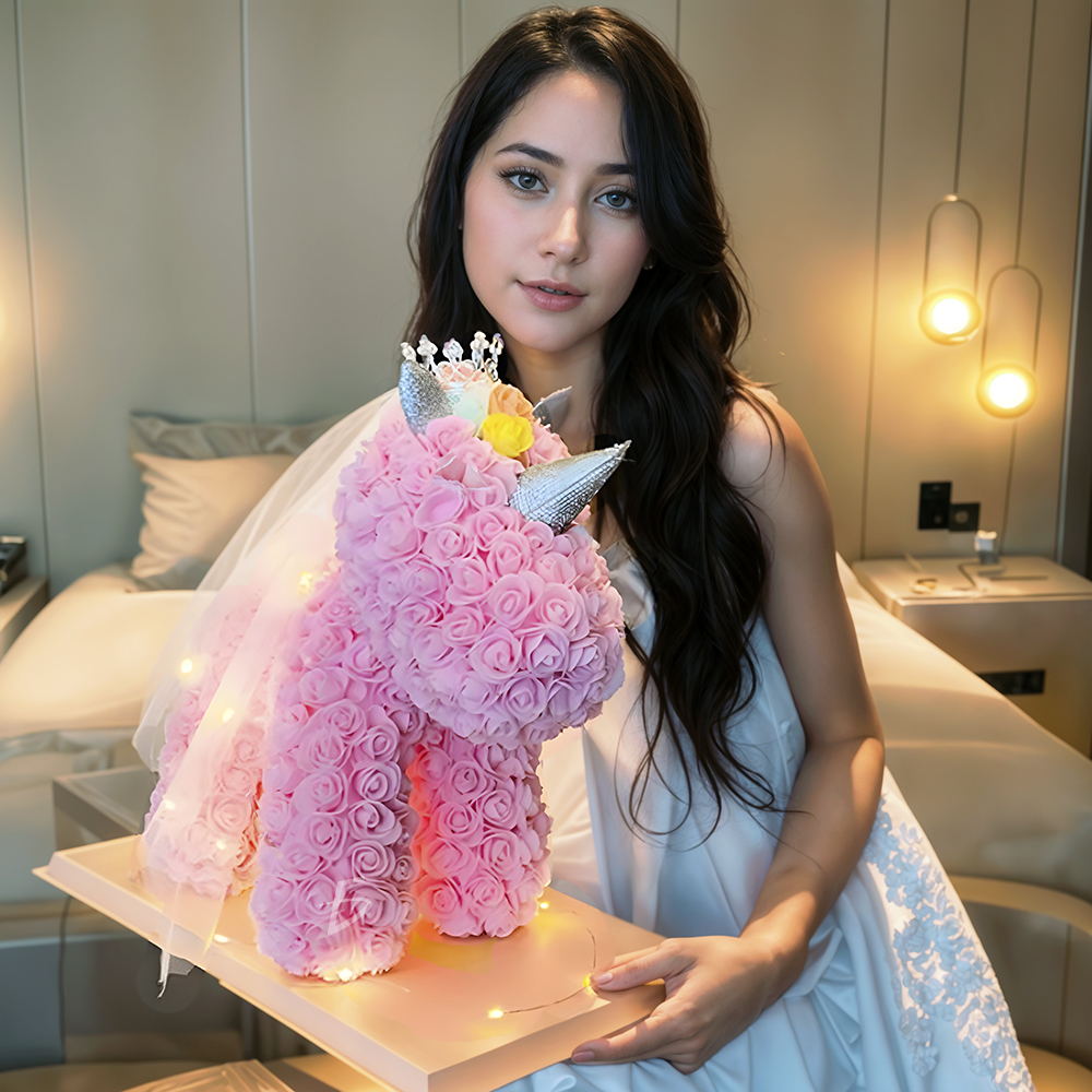 Flores Eternas de Unicornio y Rosas de Espuma de 40cm