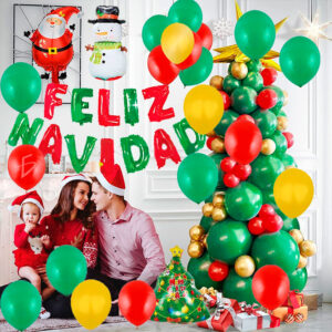 Set de Decoración Navideña con Globos de Letras, y Más: 39 Globos y Cinta Incluida"