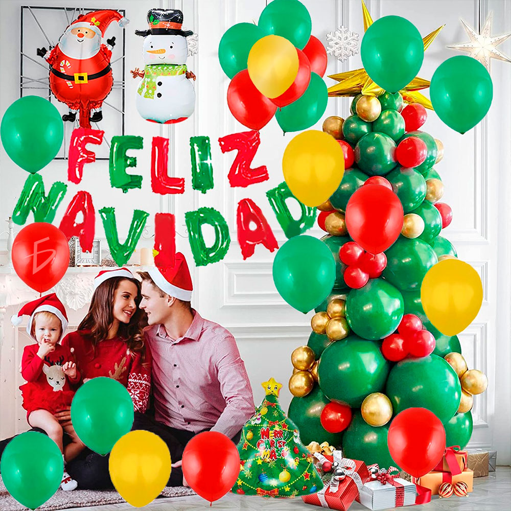 Set de Decoración Navideña con Globos de Letras, y Más: 39 Globos y Cinta Incluida"