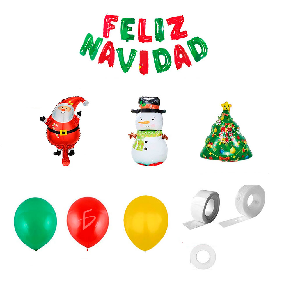 Set de Decoración Navideña con Globos de Letras, y Más: 39 Globos y Cinta Incluida" - Image 3