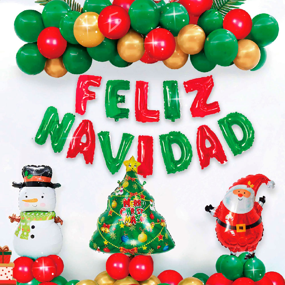 Set de Decoración Navideña con Globos de Letras, y Más: 39 Globos y Cinta Incluida" - Image 2