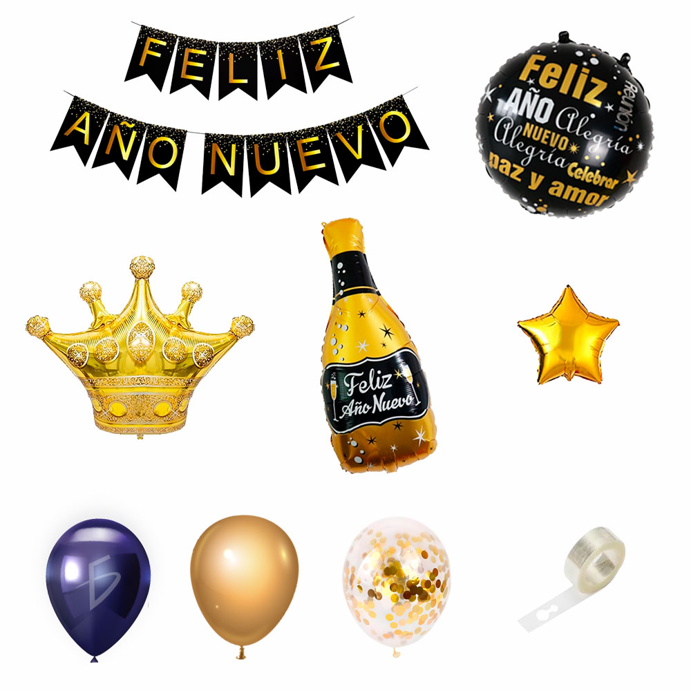 Globos de Champagne para Decoración de Año Nuevo - Dorado y Plata - Image 7