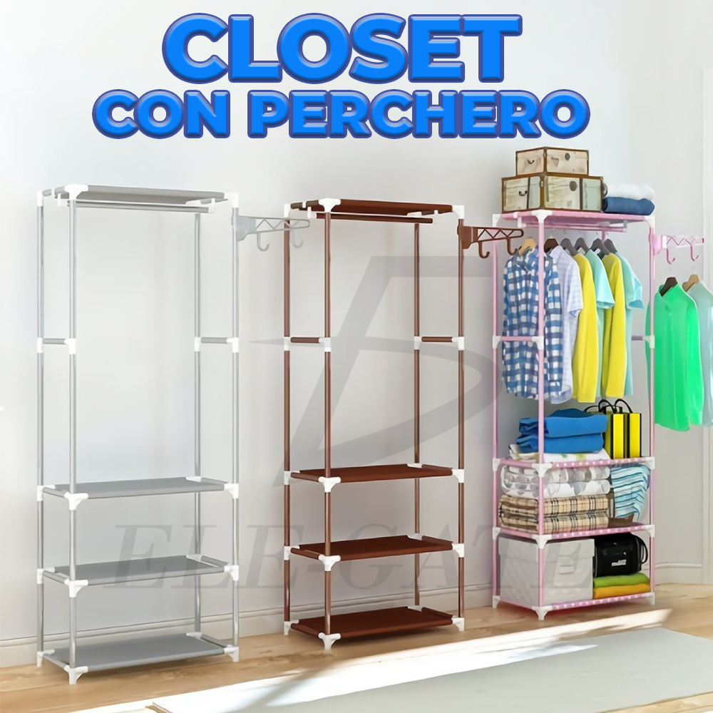 Armario Independiente con Estantes para Ropa Armable