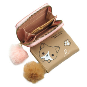 Mini Cartera con Cremallera de 3 Pliegues para Mujer: Elegancia y Funcionalidad en un Diseño Puppy Cute.