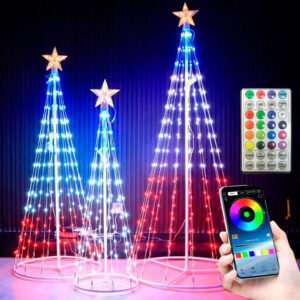 Árbol de Navidad Artificial Preiluminado de 150 cm con Luces RGB y Control por Aplicación: ¡Crea un Espectáculo de Luces Personalizado!