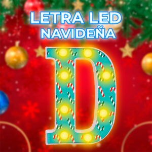 Letra D Navideña - Detalles de Alta Calidad, Dimensiones 22cm x 17cm x 4.5cm"
