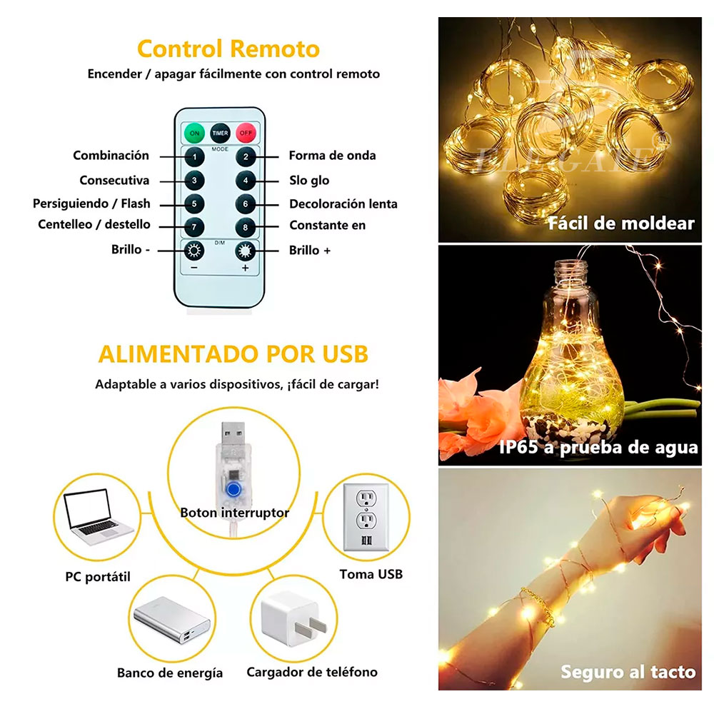 Cortina de Luces LED con Control Remoto: 8 Modos para Crear un Rincón Mágico en tu Espacio. - Image 4